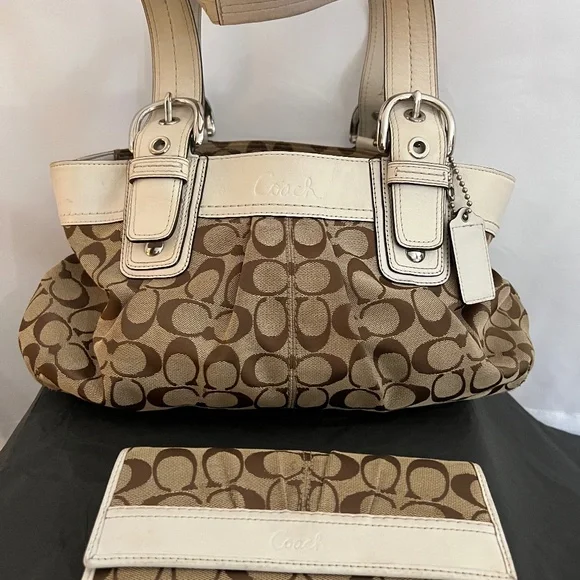 Coach | Bags | Coach Soho Signature Tanbrown Pleated Canvas